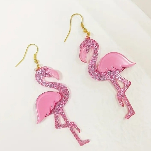 Pink Flamingo Acrylic Earrings - Picture 4 of 4
